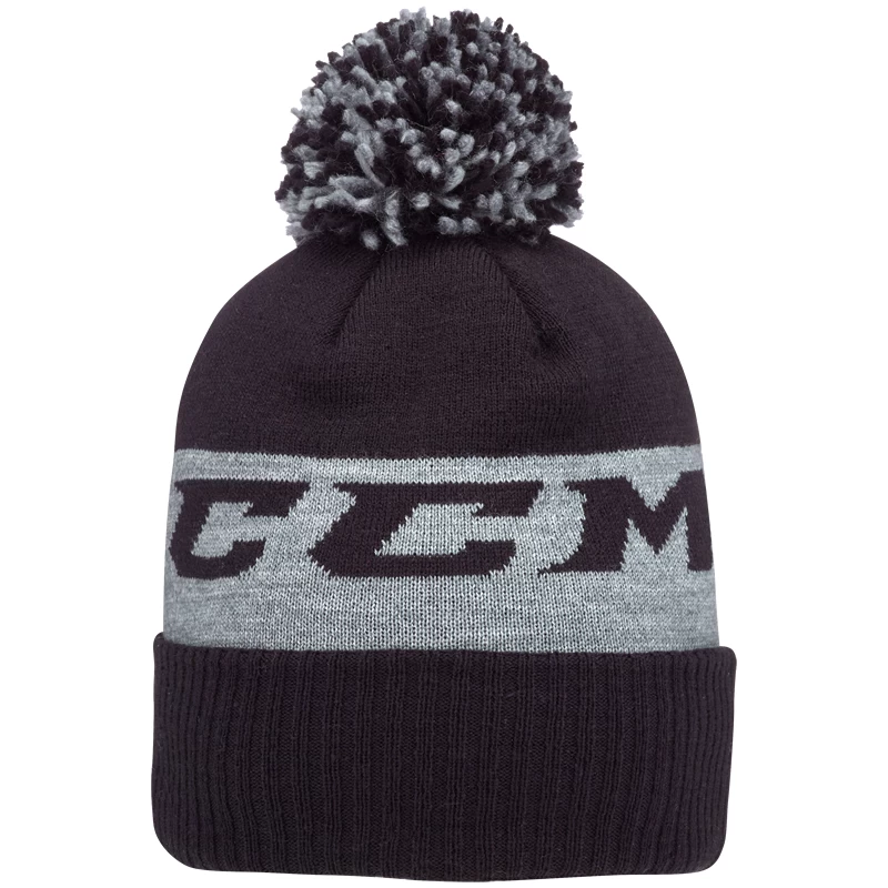 CCM Team Fleece Pom Knit Black Beanie 1 CCM Team Fleece Pom Knit Black Beanie