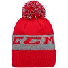 CCM Team Fleece Pom Knit Red Beanie