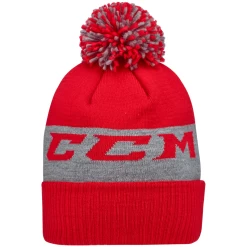 CCM Team Fleece Pom Knit Red Beanie